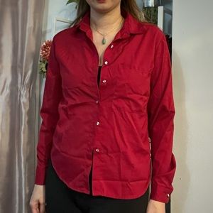 Simple Maroon Red Button Down Shirt